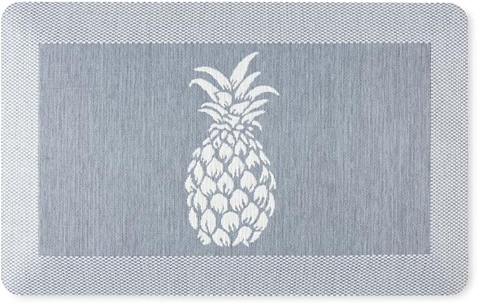 Martha Stewart Aloha Modern Pineapple Anti-Fatigue Air-Infused Kitchen Mat, Blue, 19.6"x32"