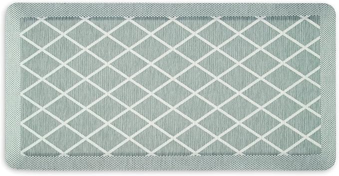 Martha Stewart Miles Modern Diamond Anti-Fatigue Air-Infused Kitchen Mat, Mint Green, 19.6"x39"